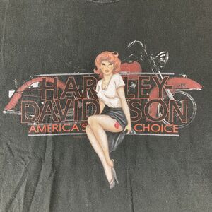 Harley Davidson Shirt Mens XL Black Motorcycle Pinup Girl Appleton WI Made USA